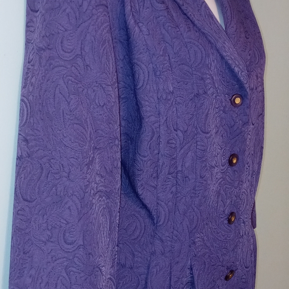 Danny & Nicole Jacket Size 14 Purple 4 Buttons Paisley Print Texture - Picture 6 of 7